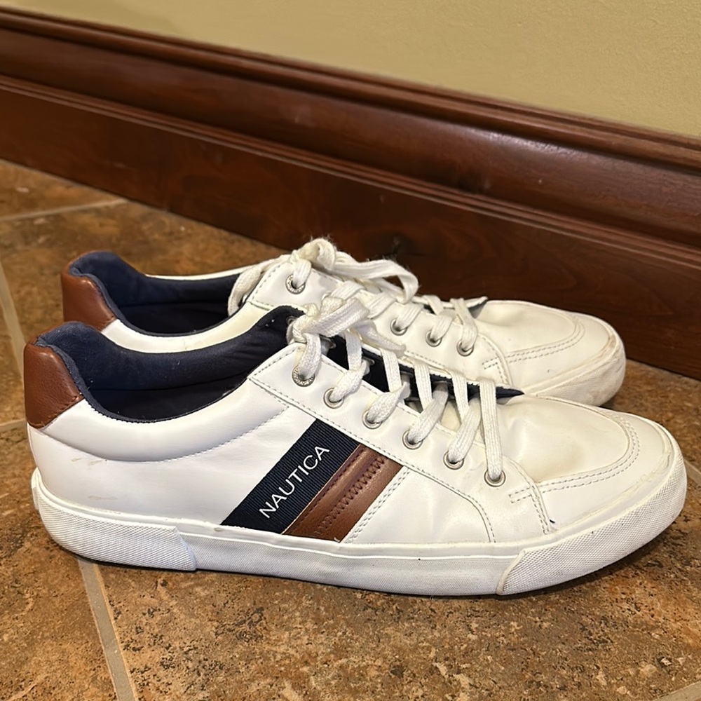 Nautica Men's White and Brown Sneakers